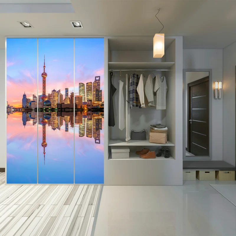Schrankaufkleber Shanghai skyline bei sonnenaufgang