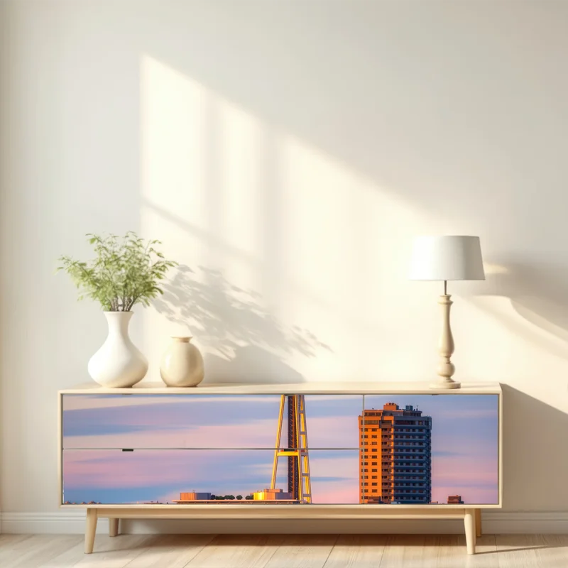 Repositionierbarer Aufkleber Seattle skyline mit dem Space Needle bei Sonnenuntergang