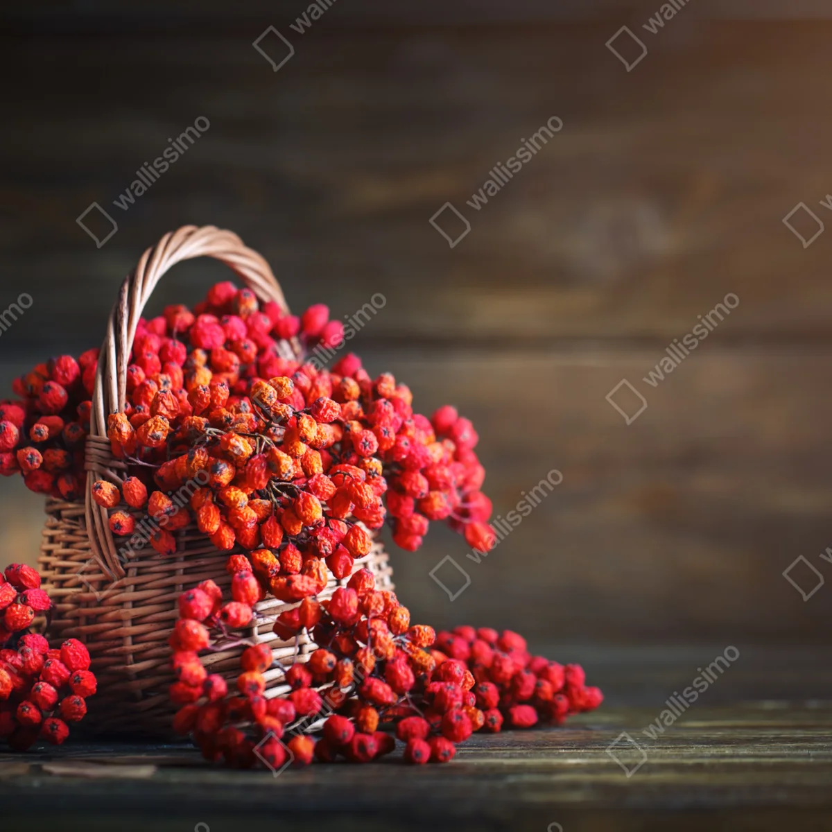 Tischaufkleber und Schreibtischaufkleber herbstliche vogelbeeren im weidenkorb Tischaufkleber und Schreibtischaufkleber herbstliche vogelbeeren im weidenkorb