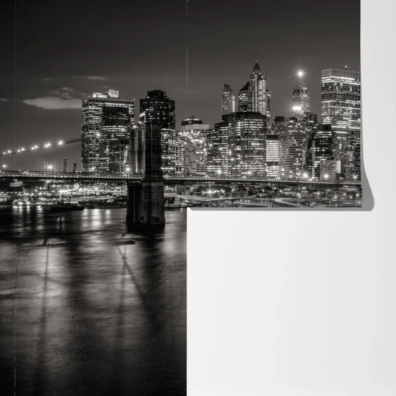 Fototapete monochrome stadtsilhouette bei nacht Fototapete monochrome stadtsilhouette bei nacht