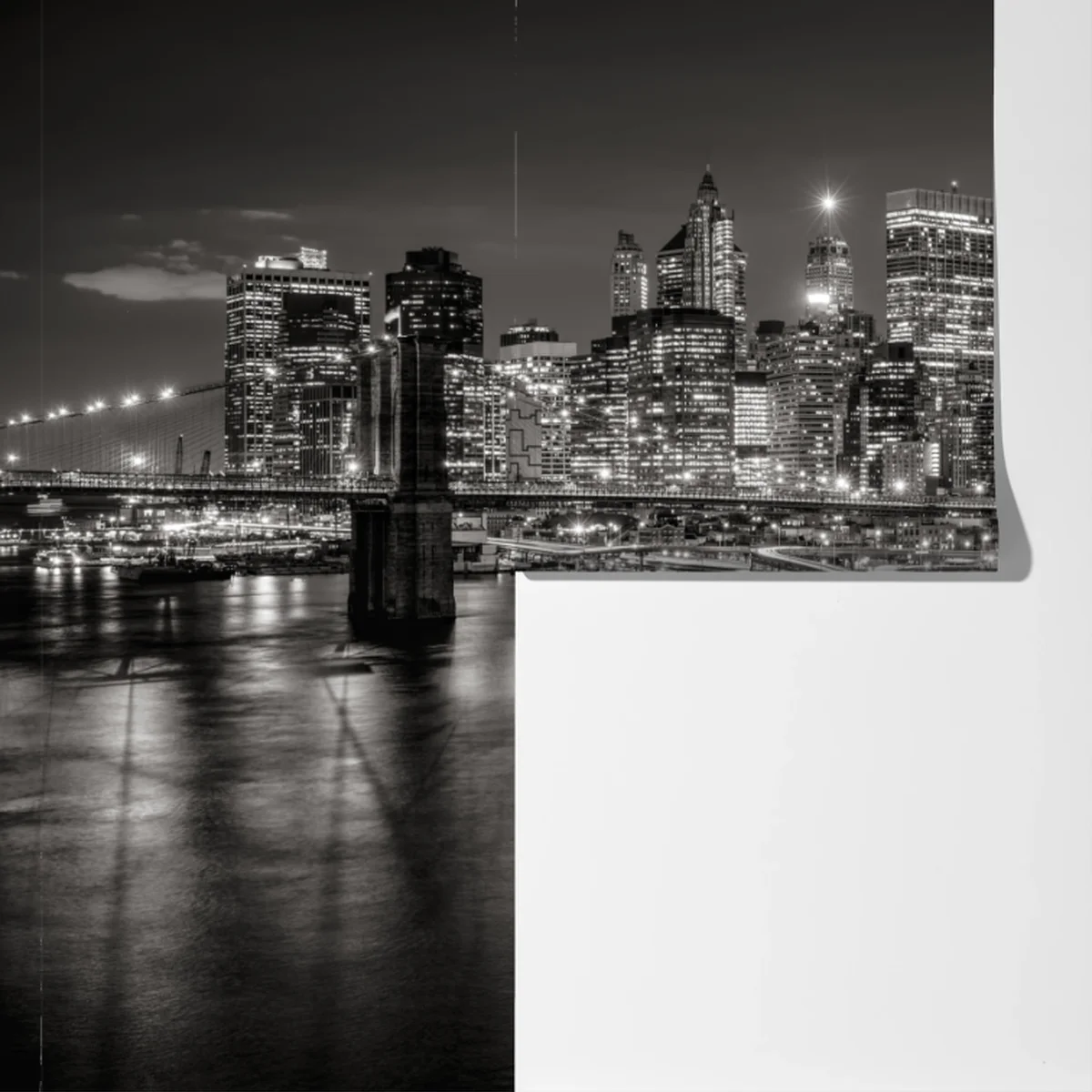 Fototapete monochrome stadtsilhouette bei nacht Fototapete monochrome stadtsilhouette bei nacht