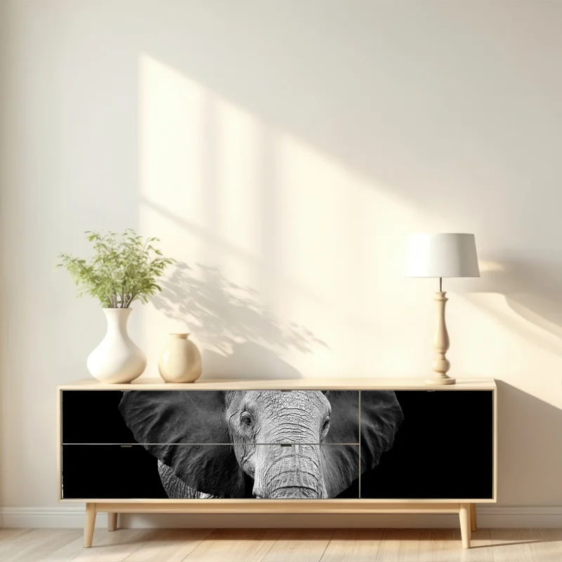 Repositionierbarer Aufkleber majestätisches elefantenporträt in monochrom
