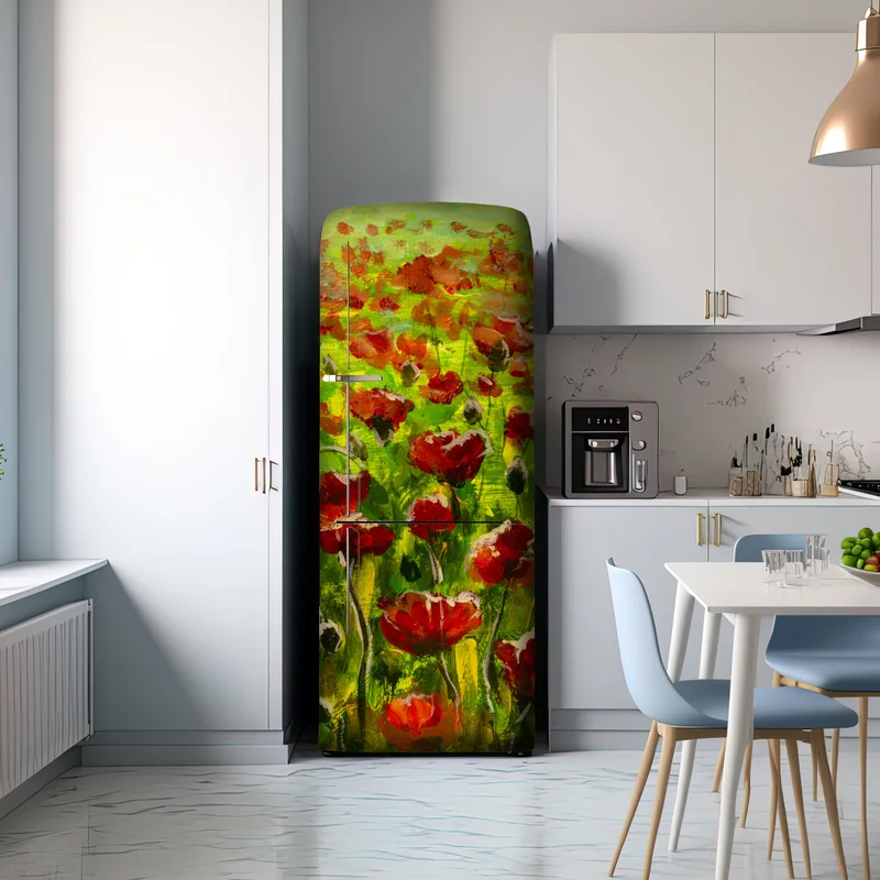 Kühlschrankaufkleber feld roter mohnblumen Kühlschrankaufkleber feld roter mohnblumen