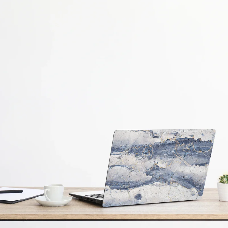 Laptop-Aufkleber blauer marmor mit goldenen adern