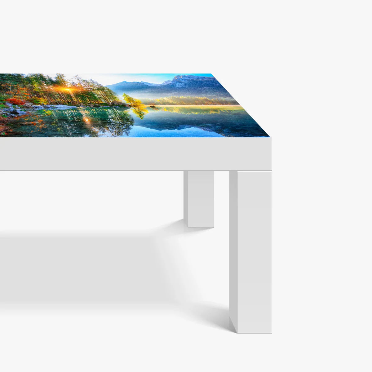 Tischaufkleber und Schreibtischaufkleber Hintersee herbstlicher sonnenaufgang über dem türkisfarbenen see Tischaufkleber und Schreibtischaufkleber Hintersee herbstlicher sonnenaufgang über dem türkisfarbenen see