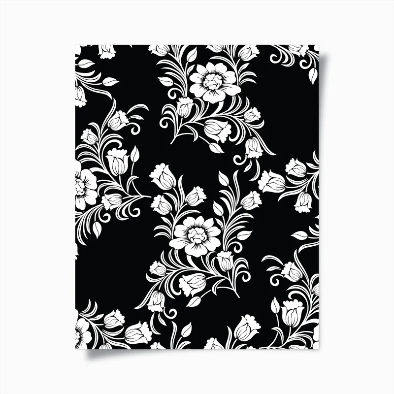 Poster elegantes schwarzweißes blumenmuster • Poster bei Wallnifity® Poster elegantes schwarzweißes blumenmuster • Poster bei Wallnifity®