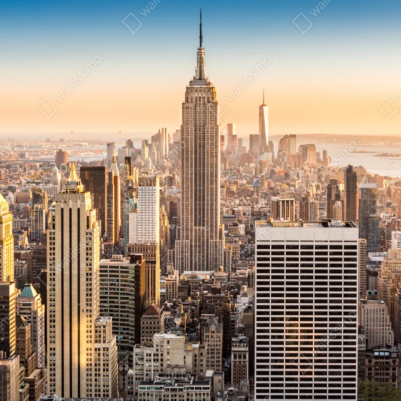 Fototapete New York skyline bei goldenem licht Fototapete New York skyline bei goldenem licht