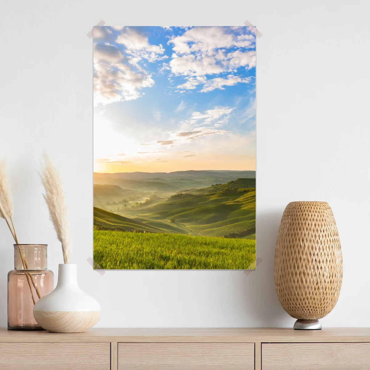 Poster sonnenaufgang über nebligen hügeln Poster sonnenaufgang über nebligen hügeln