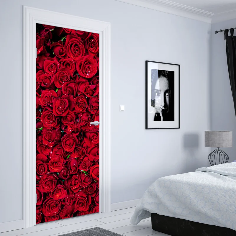 Türaufkleber dichte wand aus roten rosen