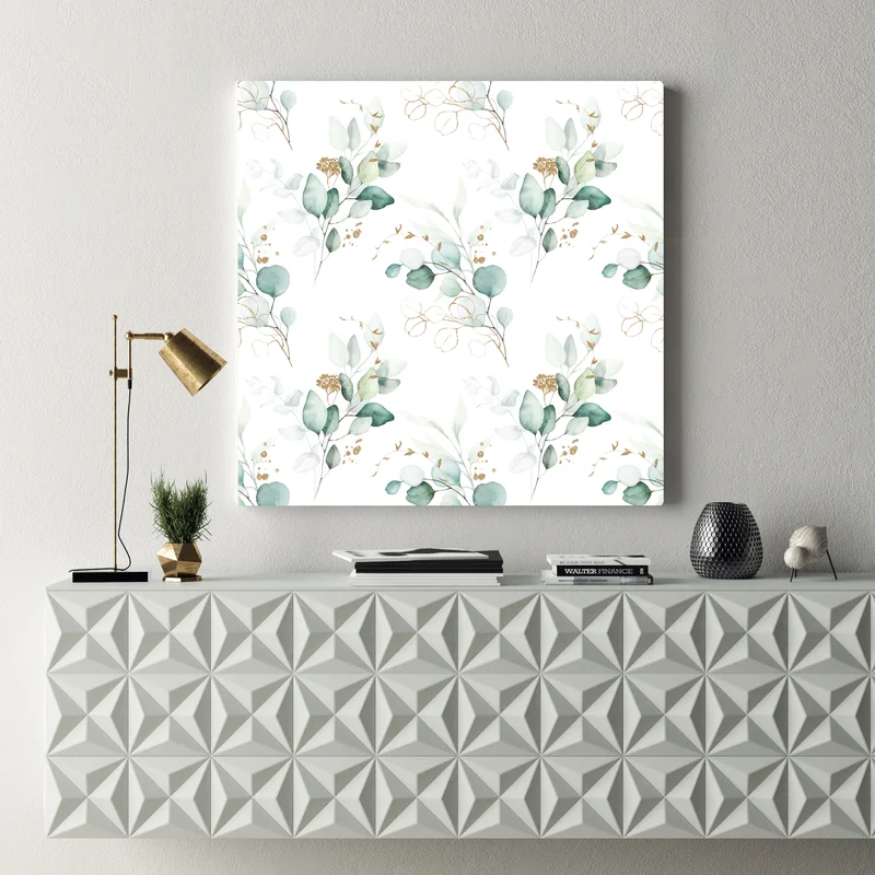 Leinwandbild eukalyptus aquarell muster in grüntönen Leinwandbild eukalyptus aquarell muster in grüntönen