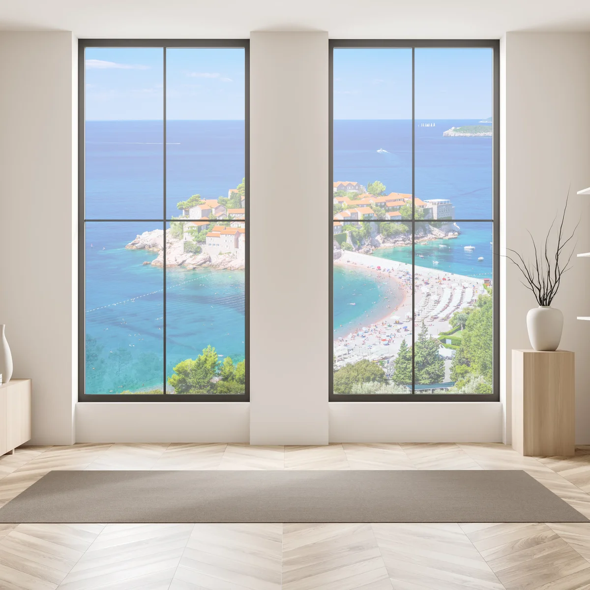 Fensteraufkleber Sveti Stefan, Montenegro historischer inselkurort Fensteraufkleber Sveti Stefan, Montenegro historischer inselkurort