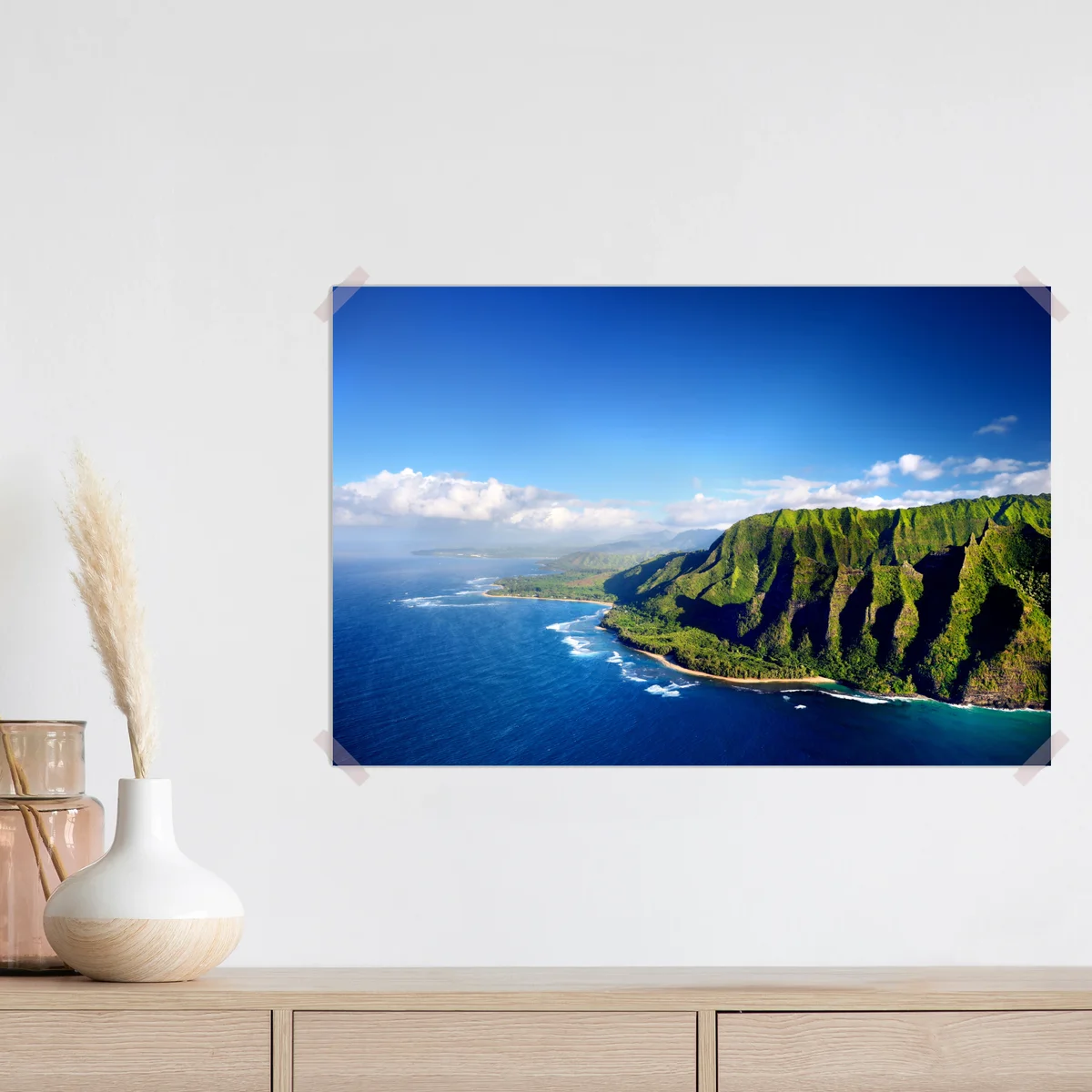 Poster majestätische küstenklippen über türkisfarbenem meer Poster majestätische küstenklippen über türkisfarbenem meer