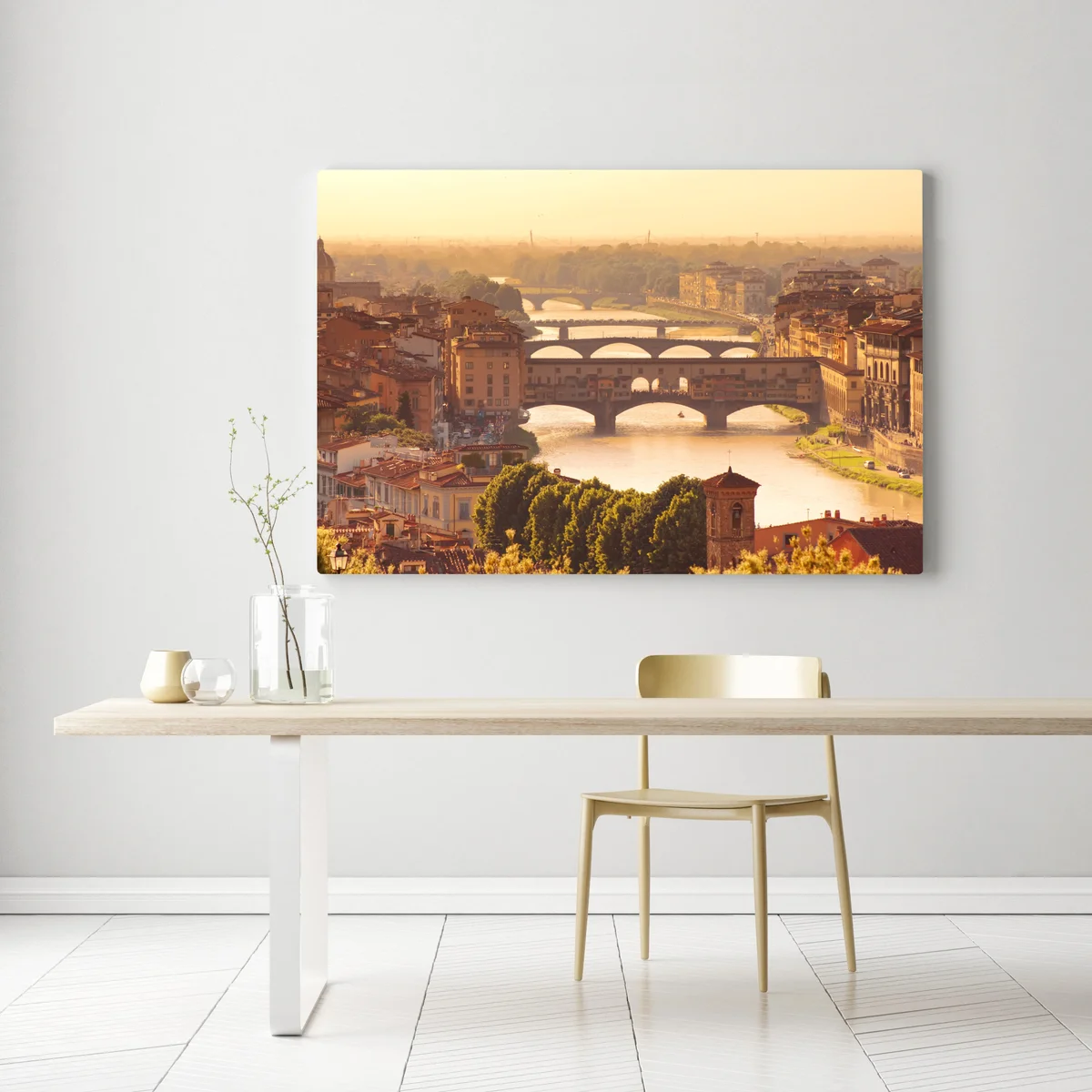 Leinwandbild goldener sonnenuntergang über Ponte Vecchio, Florenz Leinwandbild goldener sonnenuntergang über Ponte Vecchio, Florenz