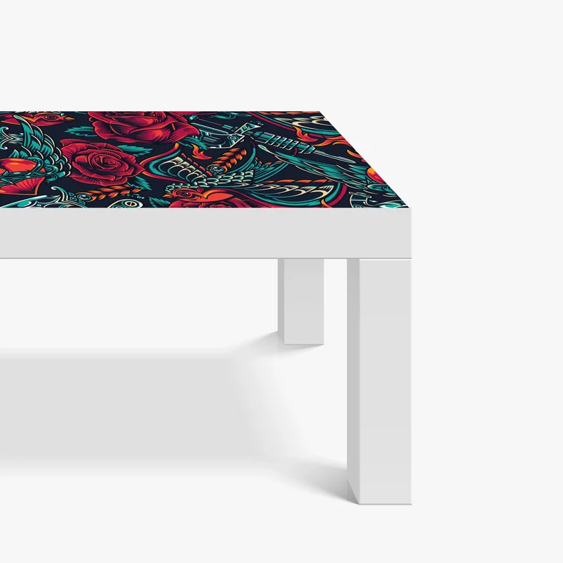 Tischaufkleber und Schreibtischaufkleber kräftiges tätowierungsmuster mit rosen Tischaufkleber und Schreibtischaufkleber kräftiges tätowierungsmuster mit rosen