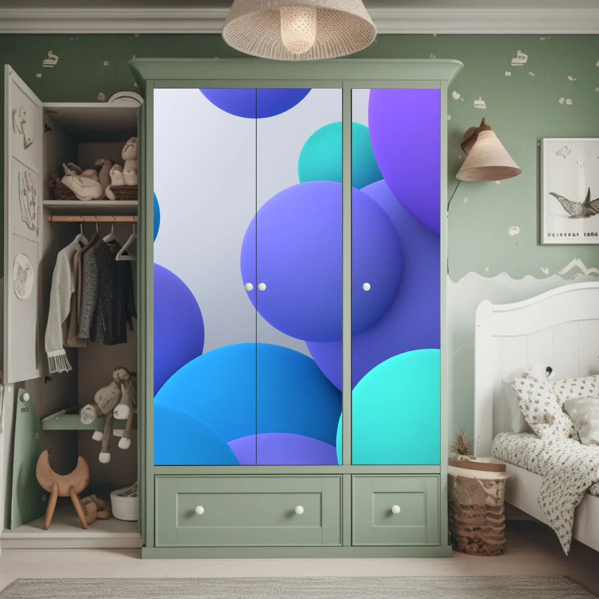 Schrankaufkleber bunte schwebende kugeln 3d abstrakt Schrankaufkleber bunte schwebende kugeln 3d abstrakt