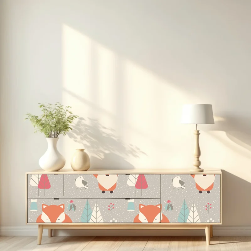Repositionierbarer Aufkleber niedliches waldfuchs-muster