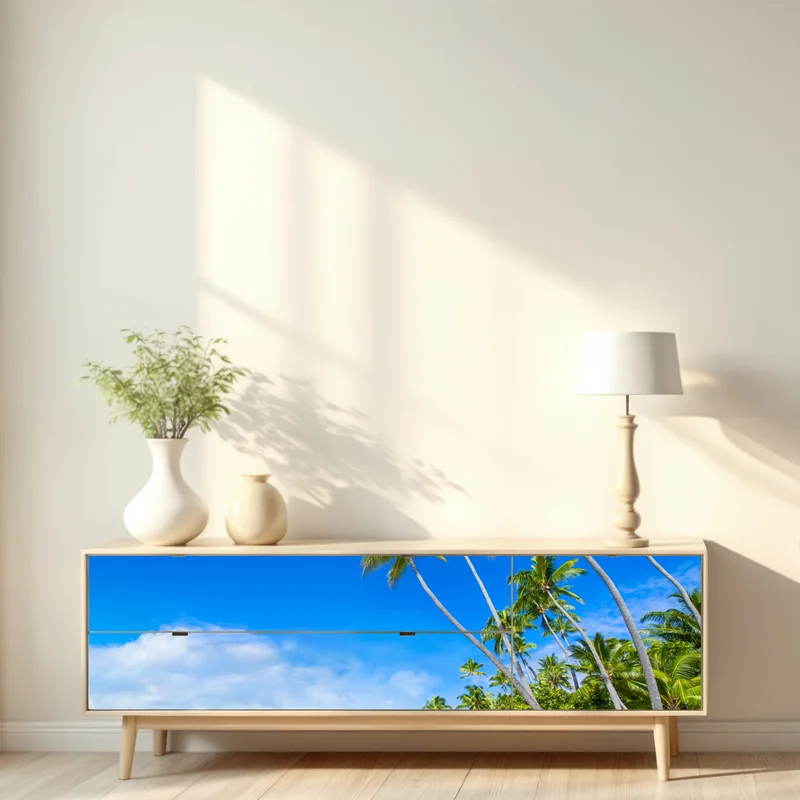 Repositionierbarer Aufkleber tropischer palmenstrand Repositionierbarer Aufkleber tropischer palmenstrand