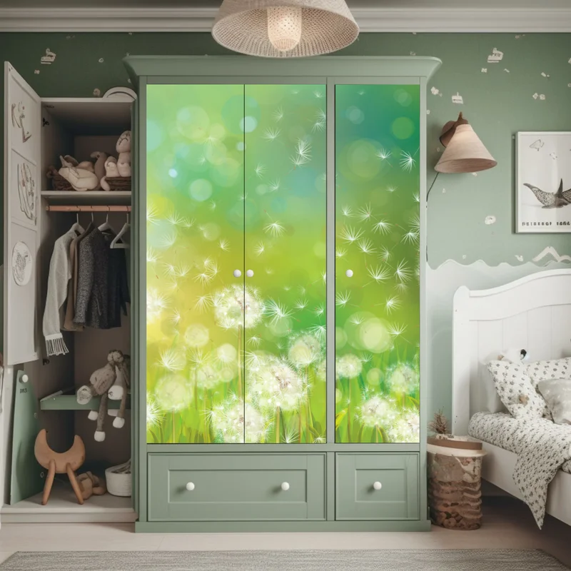 Schrankaufkleber frühlingswiese mit löwenzahn