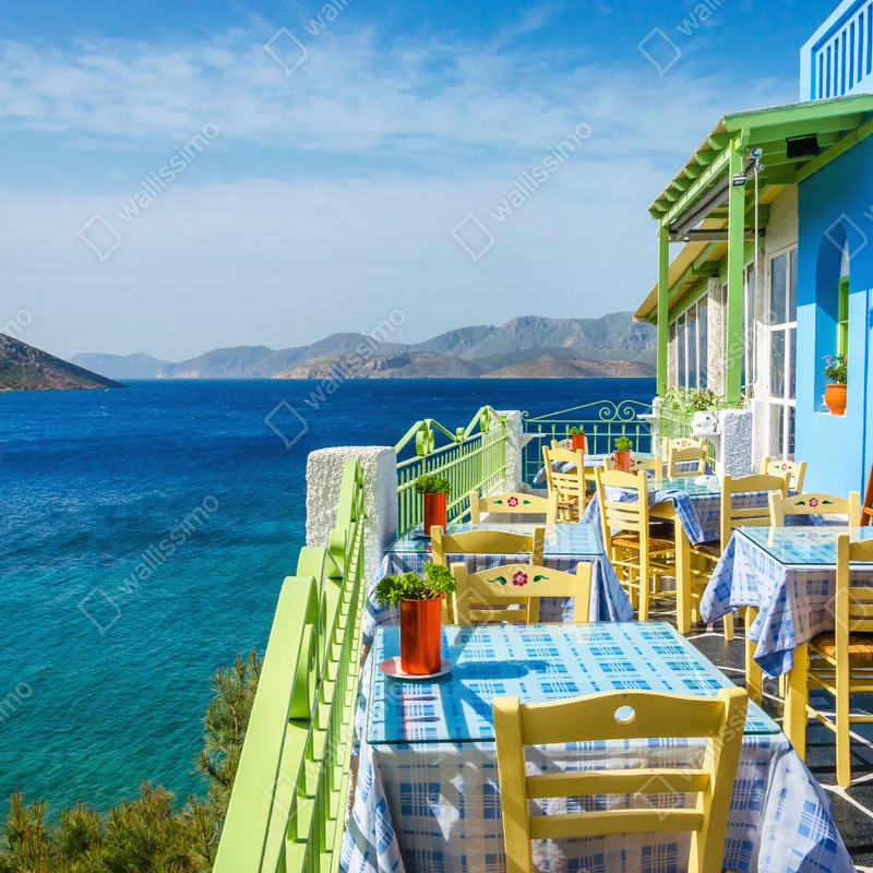 Fototapete sonnige terrasse am Mittelmeer Fototapete sonnige terrasse am Mittelmeer