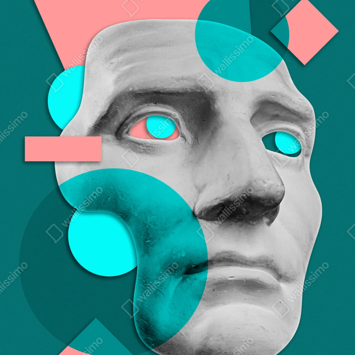 Poster abstrakte klassische maske in türkis und rosa Poster abstrakte klassische maske in türkis und rosa