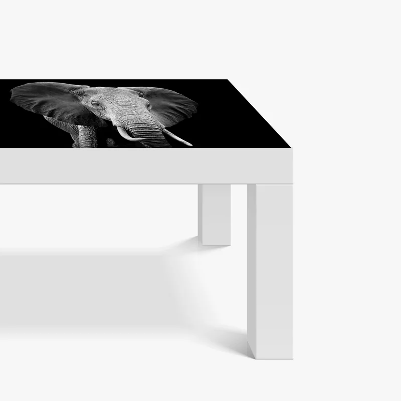 Tischaufkleber und Schreibtischaufkleber majestätisches elefantenporträt in monochrom