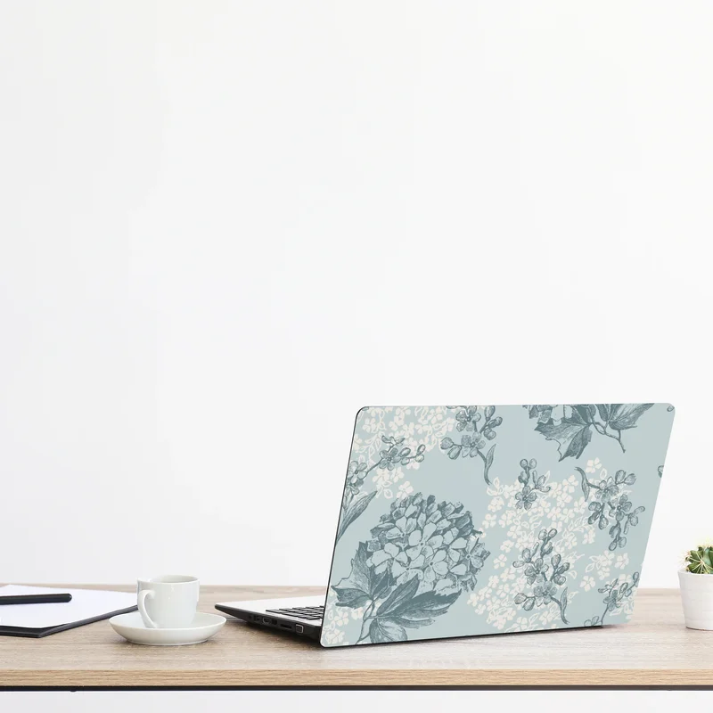 Naklejka na laptopa delikatny pastelowy wzór hortensji