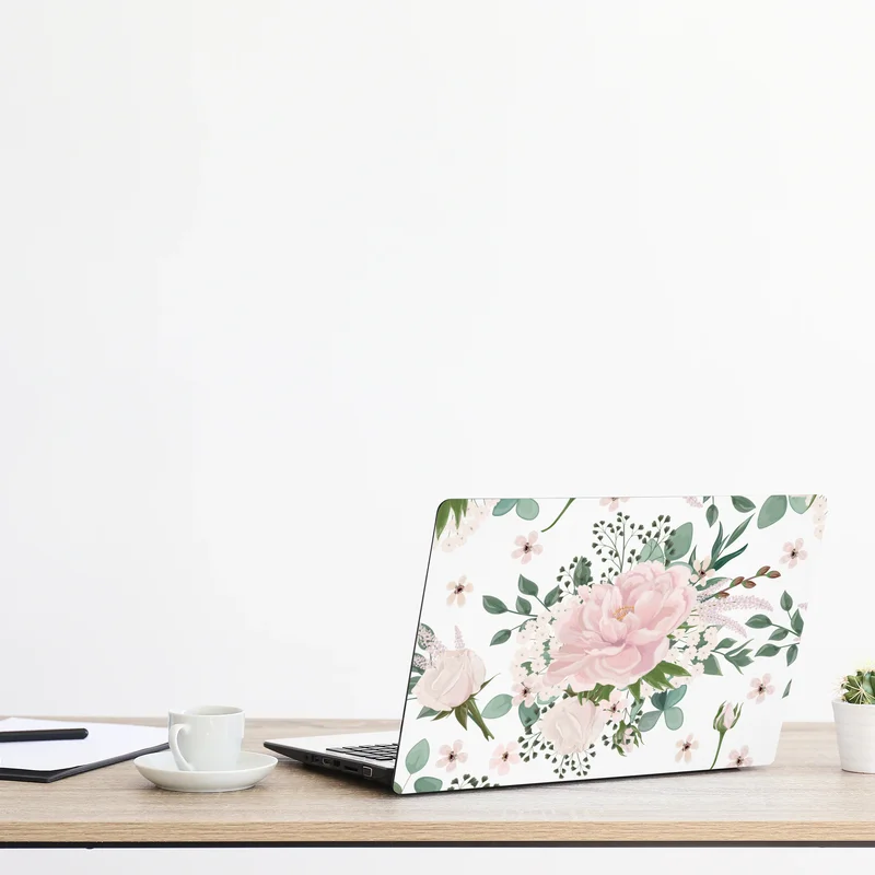Laptop-Aufkleber zartes rosa pfingstrosenmuster