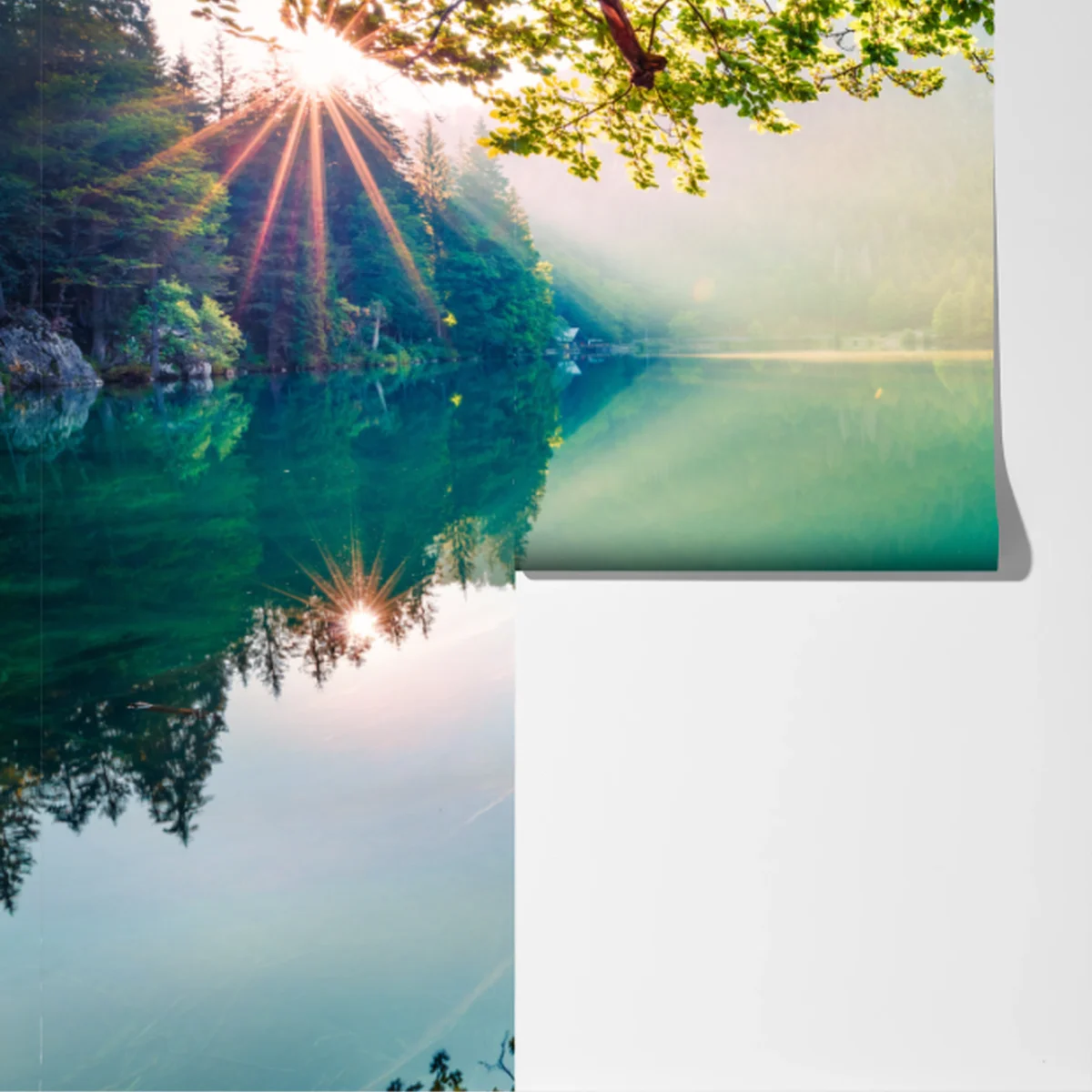 Fototapeta poranek nad jeziorem Fusine z Mangartem Fototapeta poranek nad jeziorem Fusine z Mangartem