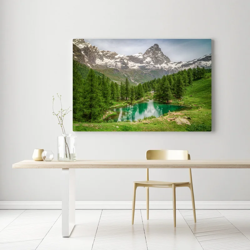 Leinwandbild blauer see bei Cervinia Leinwandbild blauer see bei Cervinia