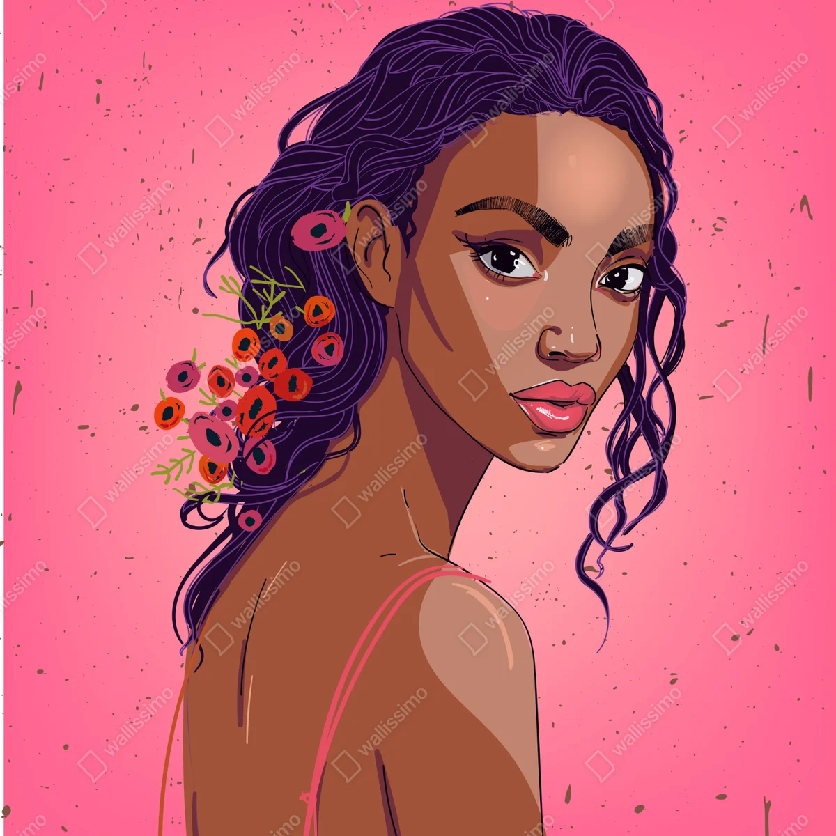 Poster vibrantes blumenporträt einer frau • Poster bei Wallnifity® Poster vibrantes blumenporträt einer frau • Poster bei Wallnifity®