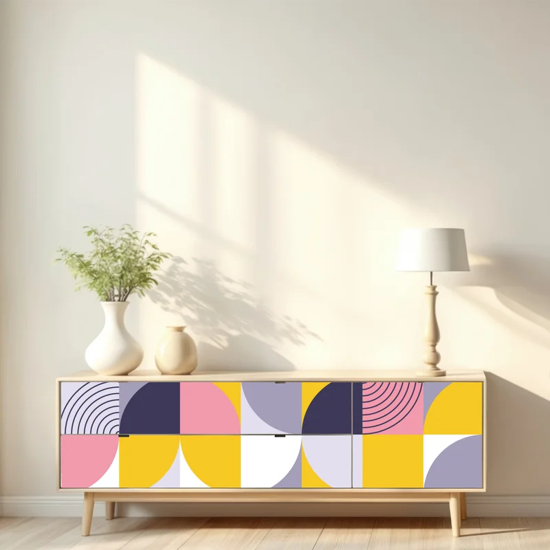 Repositionierbarer Aufkleber pastell geometrisches muster