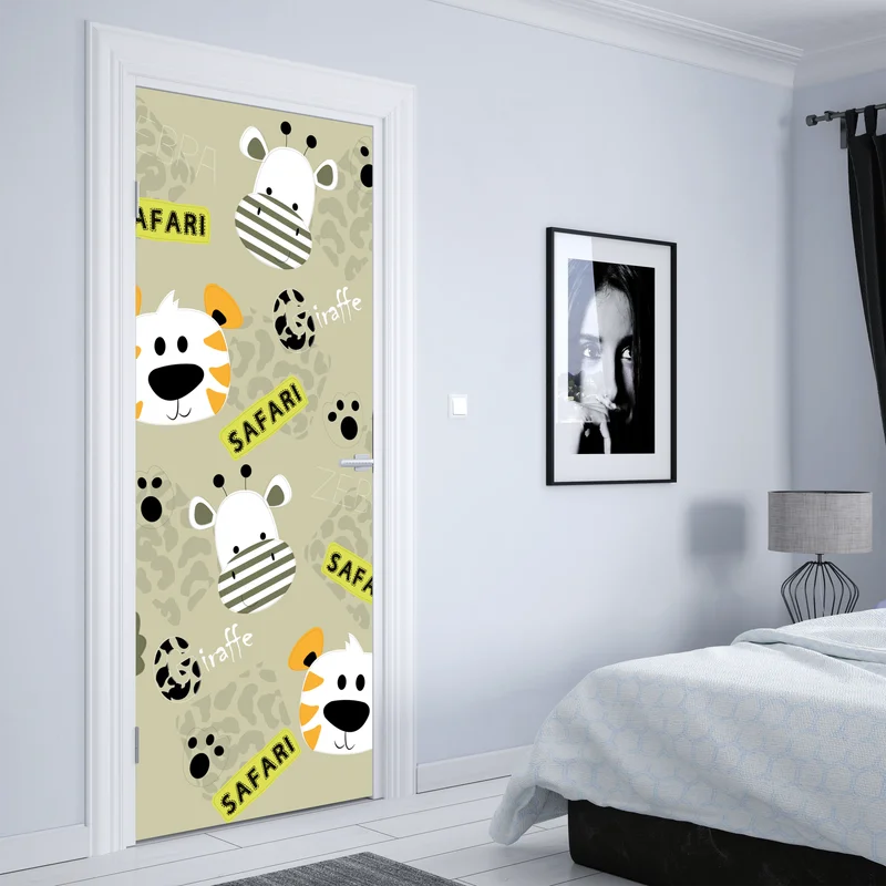 Türaufkleber süßes safari-tiermuster für kinder