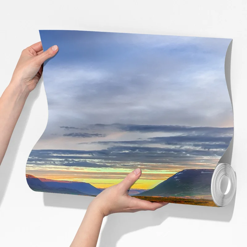 Fototapete Godafoss wasserfall bei sonnenaufgang Fototapete Godafoss wasserfall bei sonnenaufgang