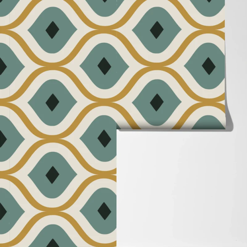 Fototapete türkis-goldenes geometrisches ornament Fototapete türkis-goldenes geometrisches ornament