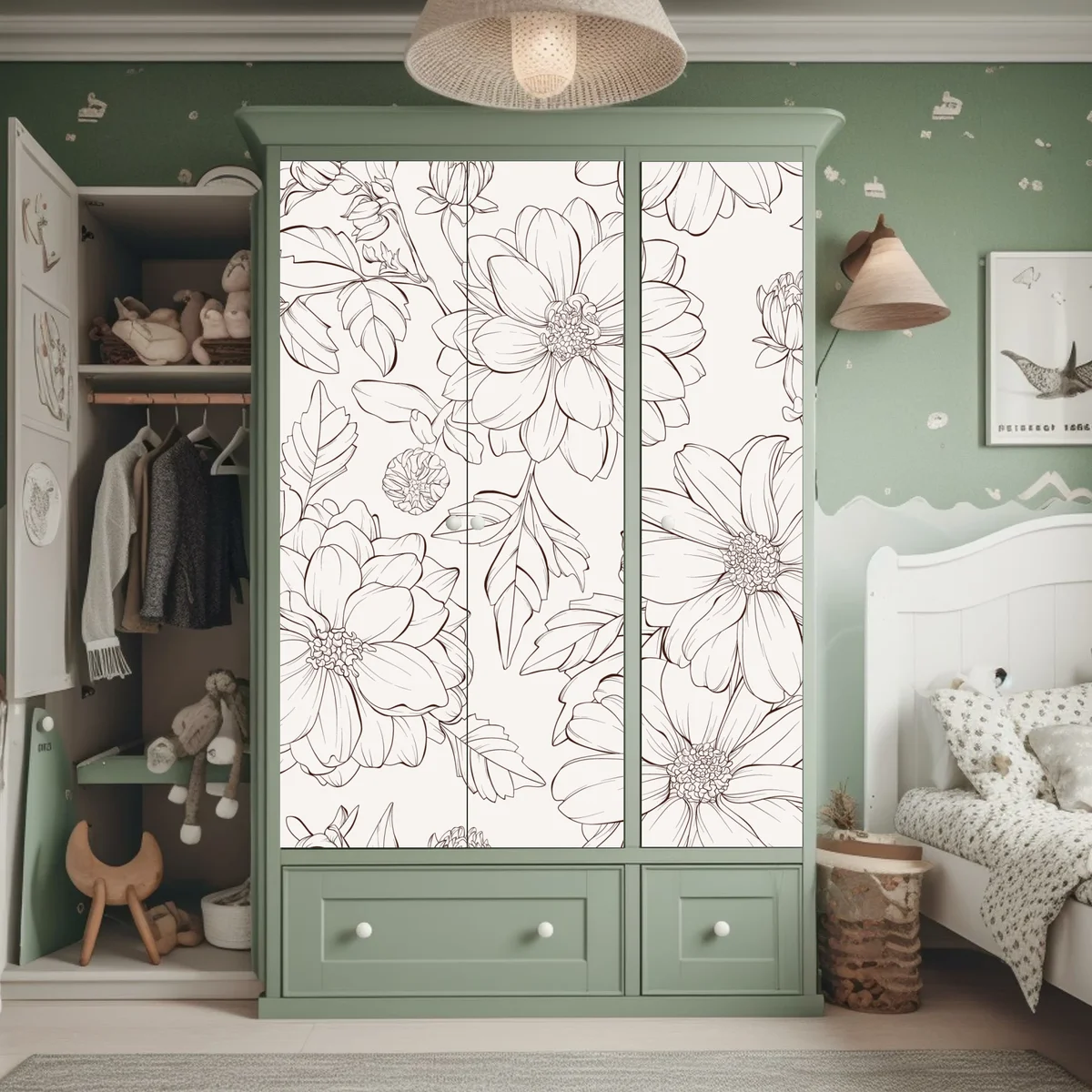 Schrankaufkleber zartes botanisches blumenmuster Schrankaufkleber zartes botanisches blumenmuster