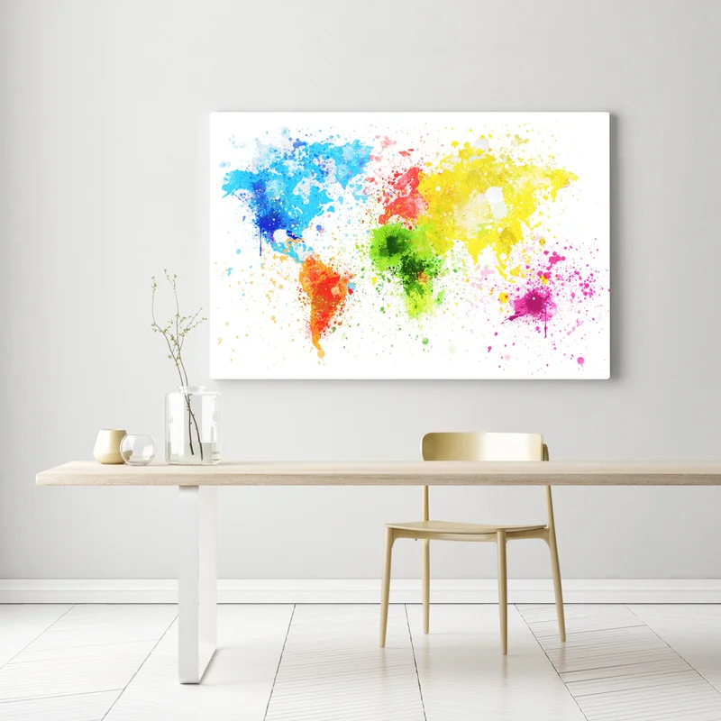 Leinwandbild bunte aquarell-weltkarte Leinwandbild bunte aquarell-weltkarte