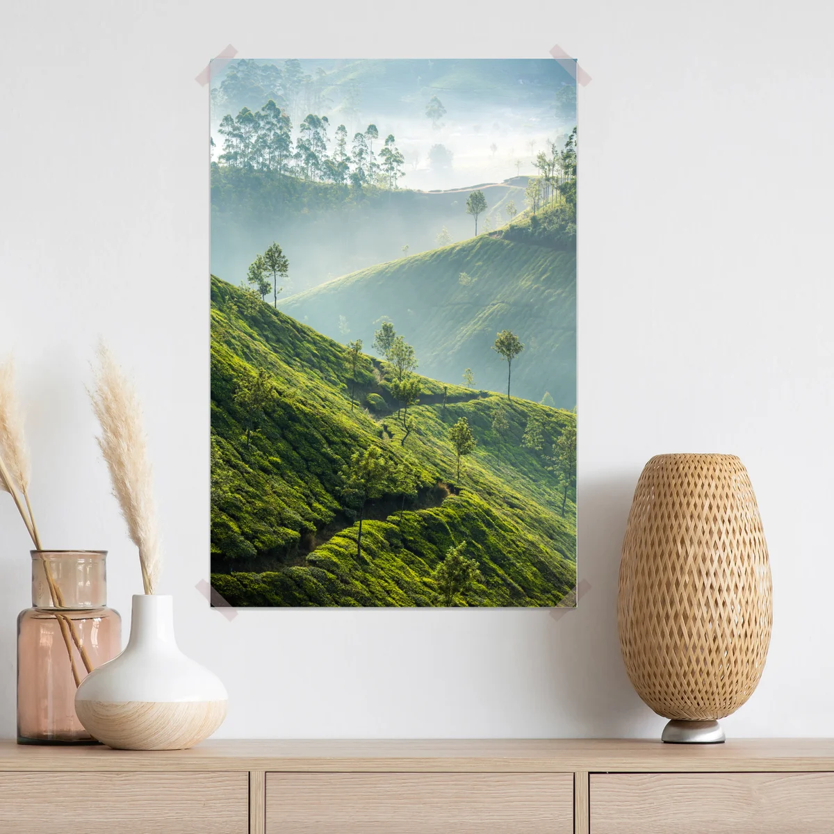 Poster neblige teeplantagen auf den hügeln von Munnar Poster neblige teeplantagen auf den hügeln von Munnar