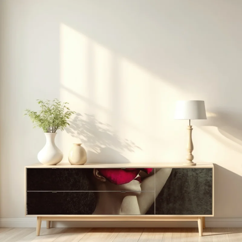 Repositionierbarer Aufkleber frau mit rosenkopf surreales blumenporträt