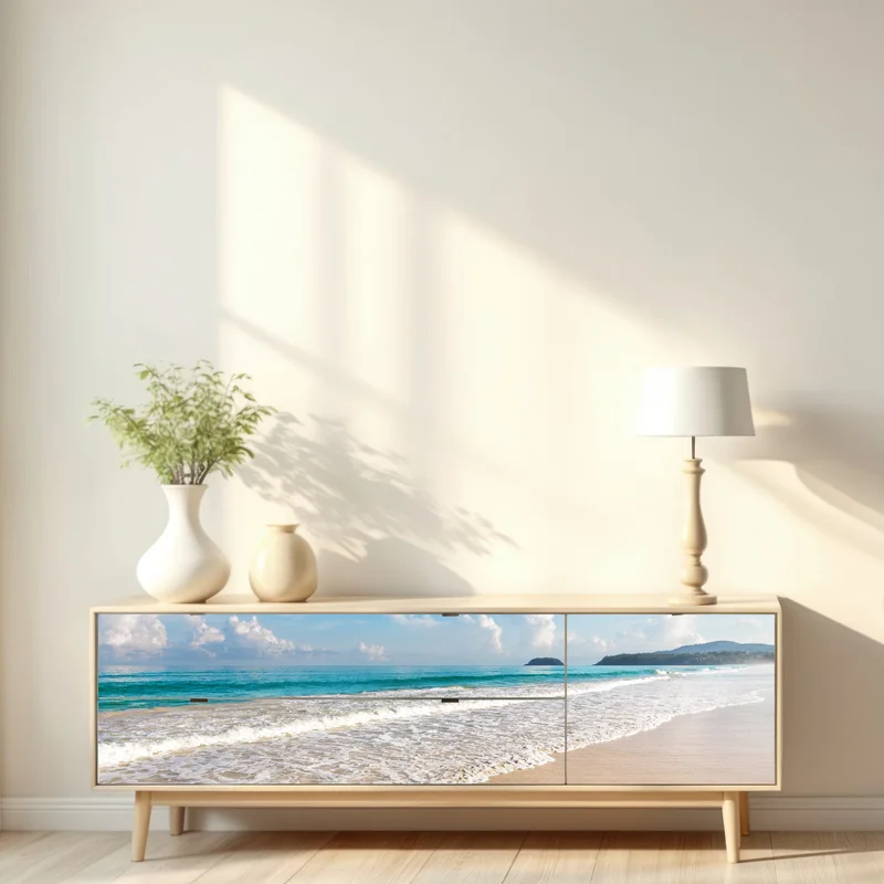 Repositionierbarer Aufkleber Karon strand, Phuket: ruhige meeresansicht