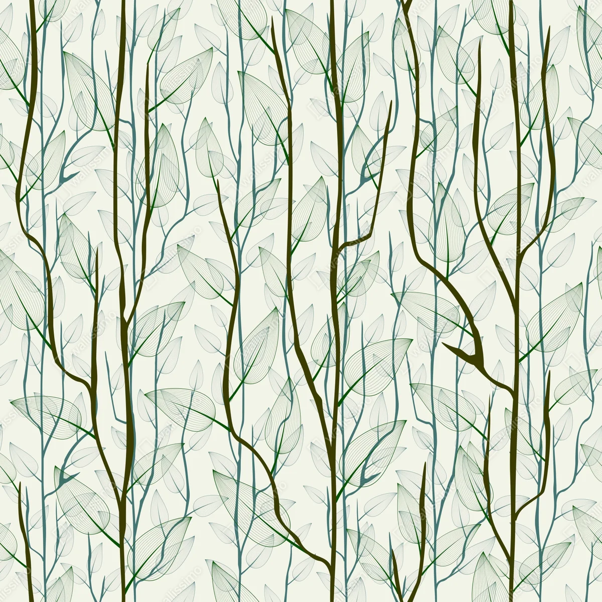 Leinwandbild zartes muster mit blättern und zweigen Leinwandbild zartes muster mit blättern und zweigen