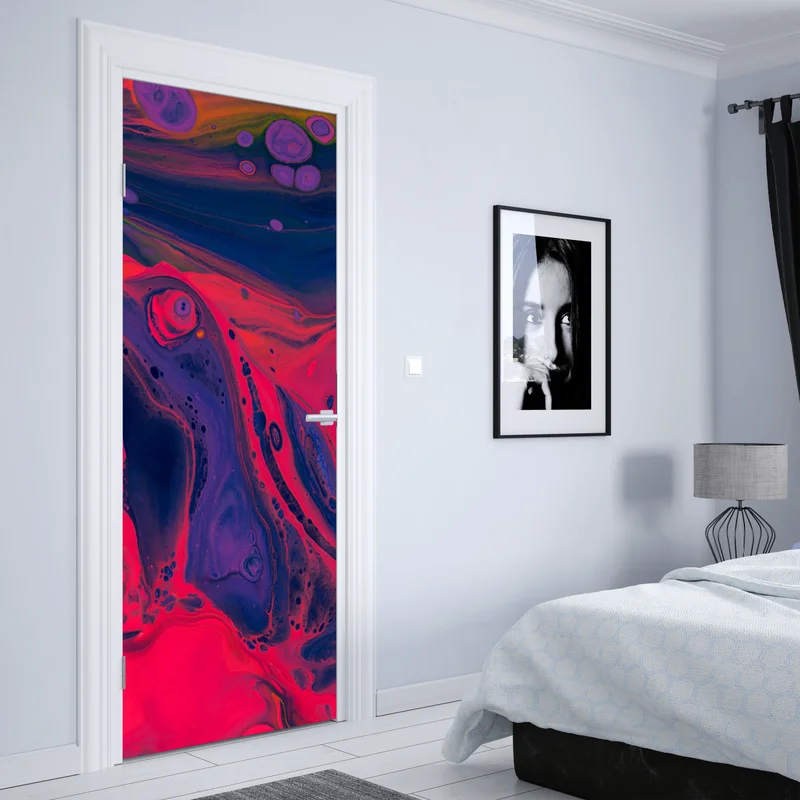 Türaufkleber leuchtende pinke abstrakte flüssige kunst Türaufkleber leuchtende pinke abstrakte flüssige kunst