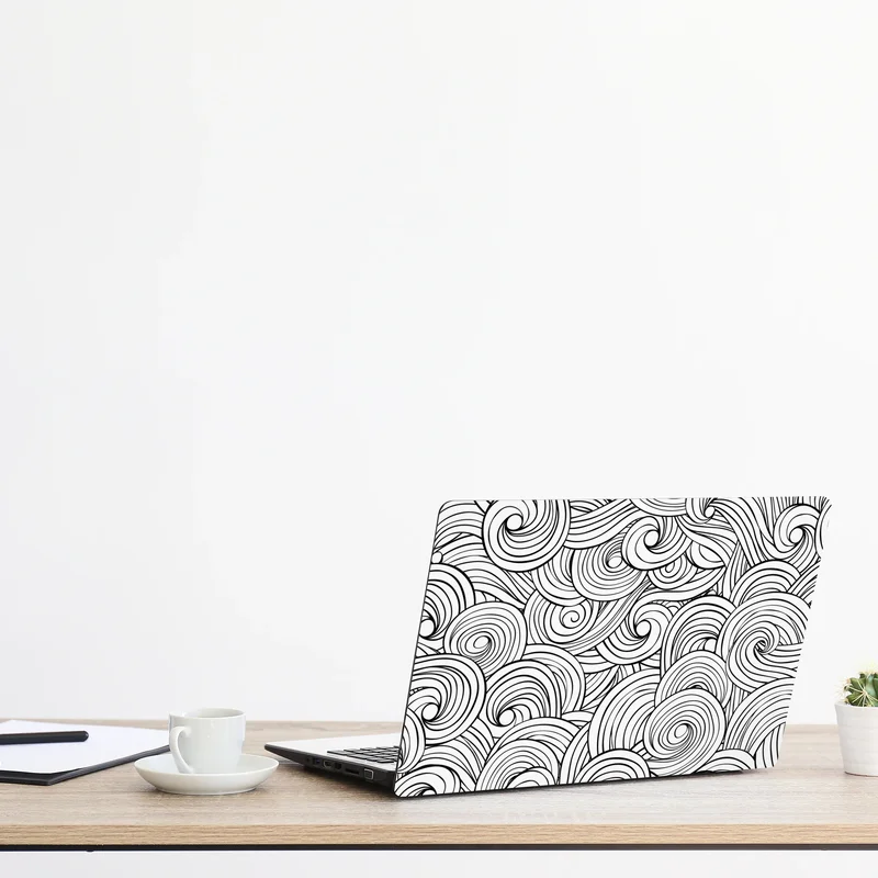 Naklejka na laptopa czarno-biały wzór ze spiralami