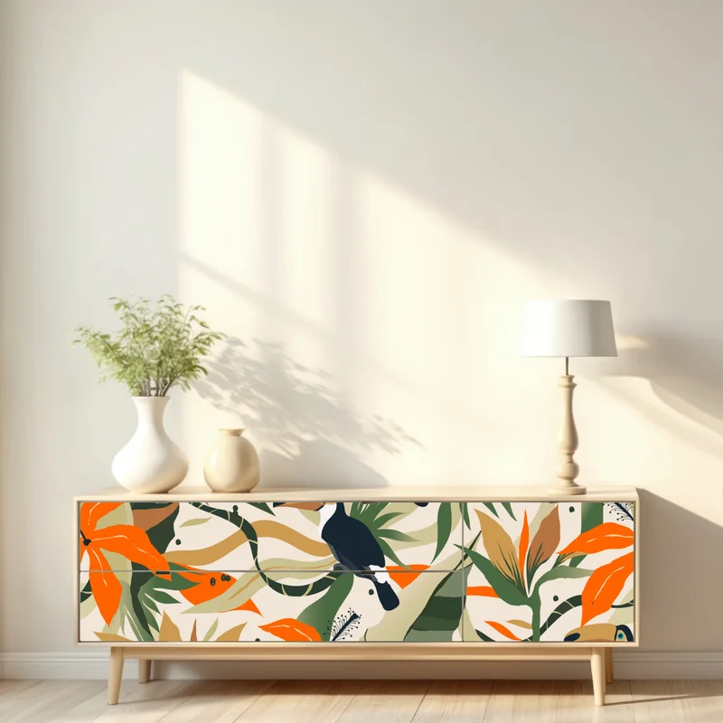 Repositionierbarer Aufkleber tropisches tukanmuster