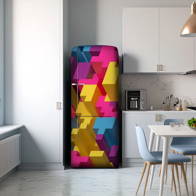 Kühlschrankaufkleber buntes 3d-voxel-muster