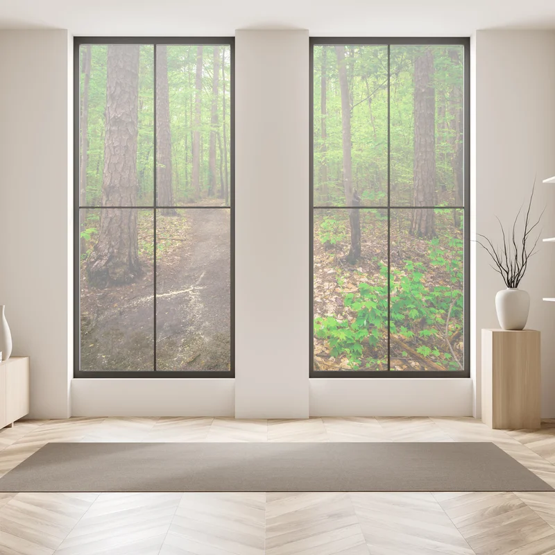 Fensteraufkleber ruhiger grüner waldpfad