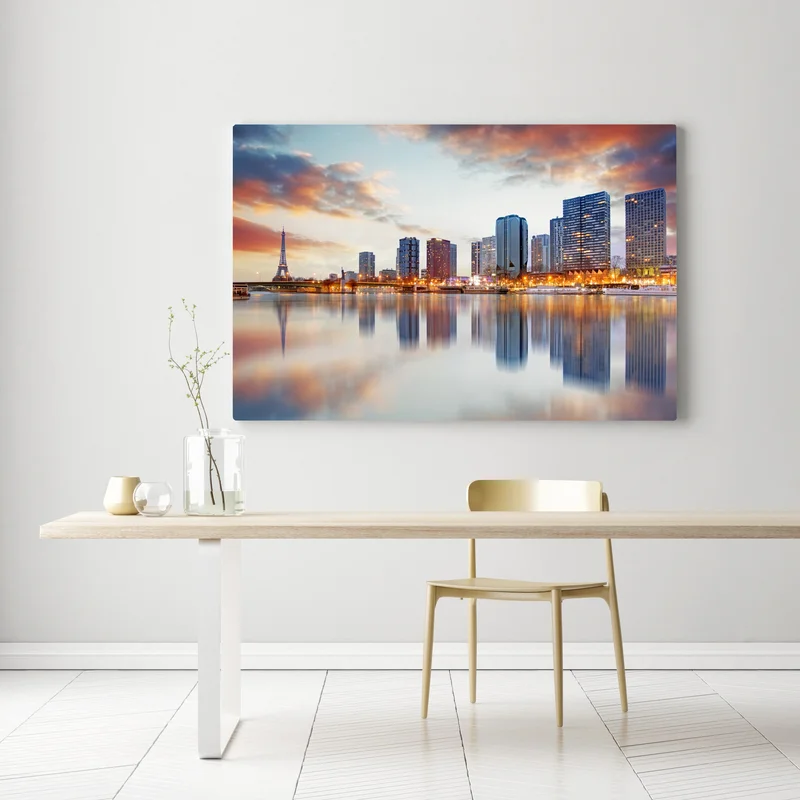 Leinwandbild Paris skyline bei sonnenuntergang mit Eiffelturm Leinwandbild Paris skyline bei sonnenuntergang mit Eiffelturm