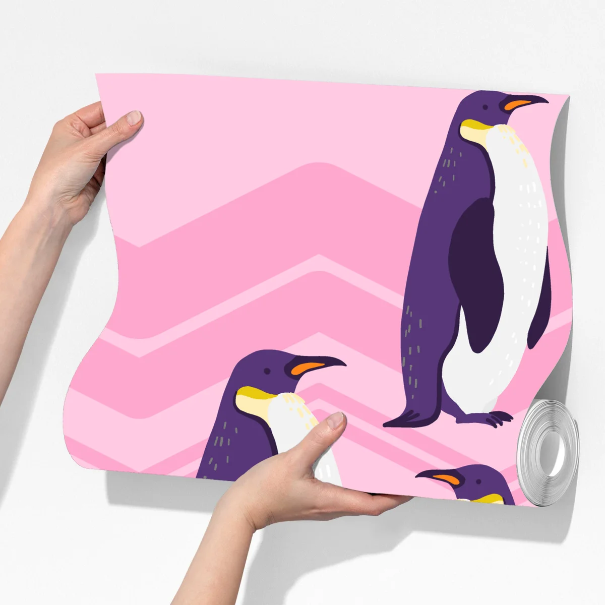 Fototapete verspieltes muster mit violetten pinguinen auf rosa hintergrund Fototapete verspieltes muster mit violetten pinguinen auf rosa hintergrund