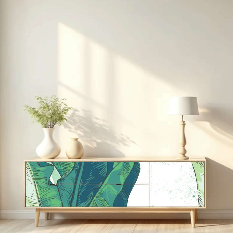 Repositionierbarer Aufkleber tropische bananenblatt-illustration