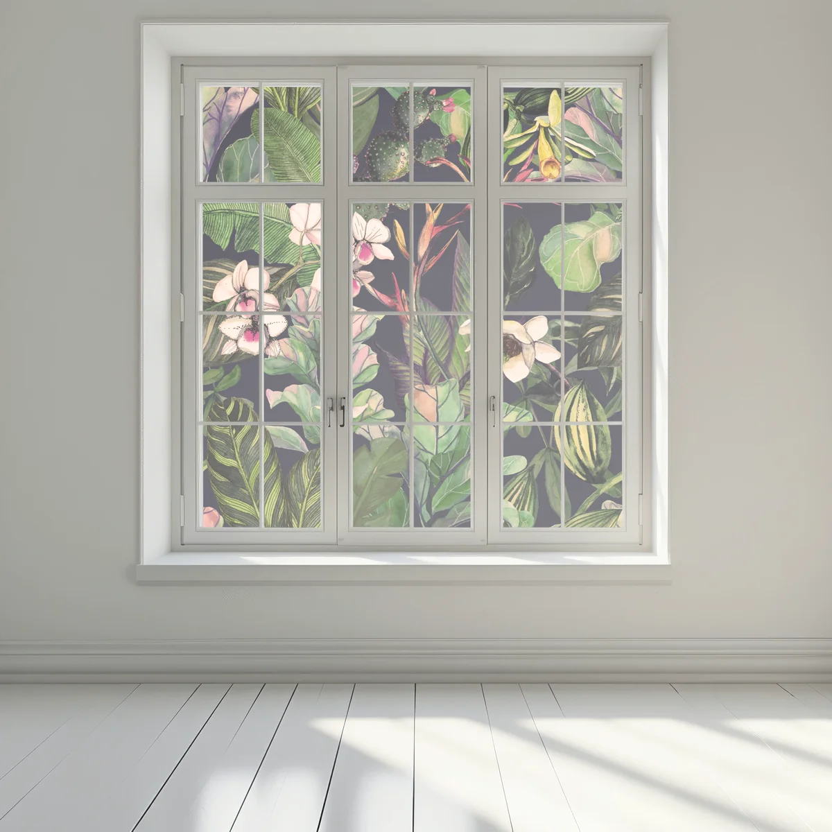 Fensteraufkleber tropisches aquarell botanikmuster Fensteraufkleber tropisches aquarell botanikmuster