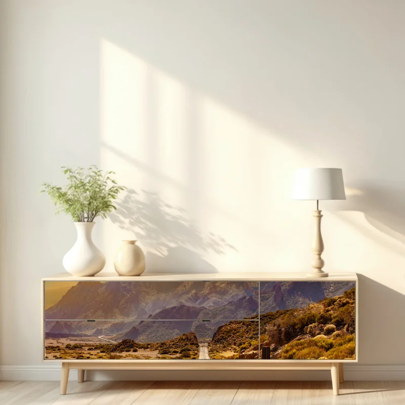 Repositionierbarer Aufkleber straße in die berge auf Teneriffa